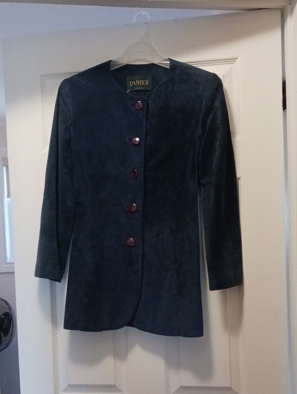 Danier Suede Jacket - Teal with Purple Buttons